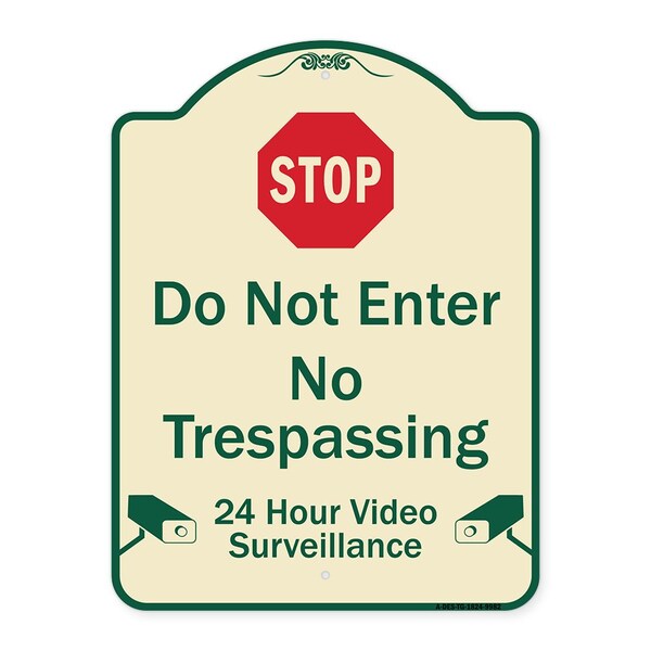 Designer Series-Do Not Enter 24 Hour Video Surveillance Heavy-Gauge Aluminum, 24" H, TG-1824-9982